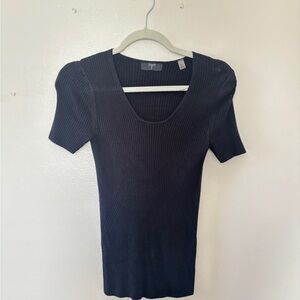Black Ribbed Women's Top